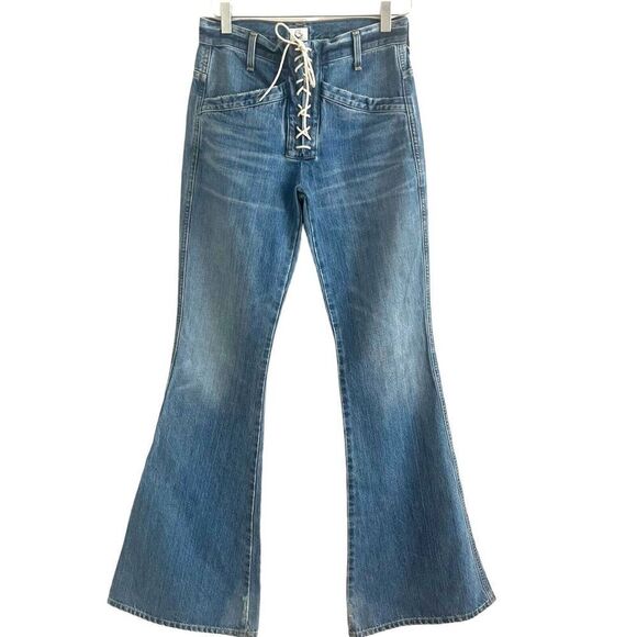 Citizens of Humanity Jeans Sz 26 Sally Flare Lace Up Fly Boho Cowgirl Festival - Picture 2 of 16